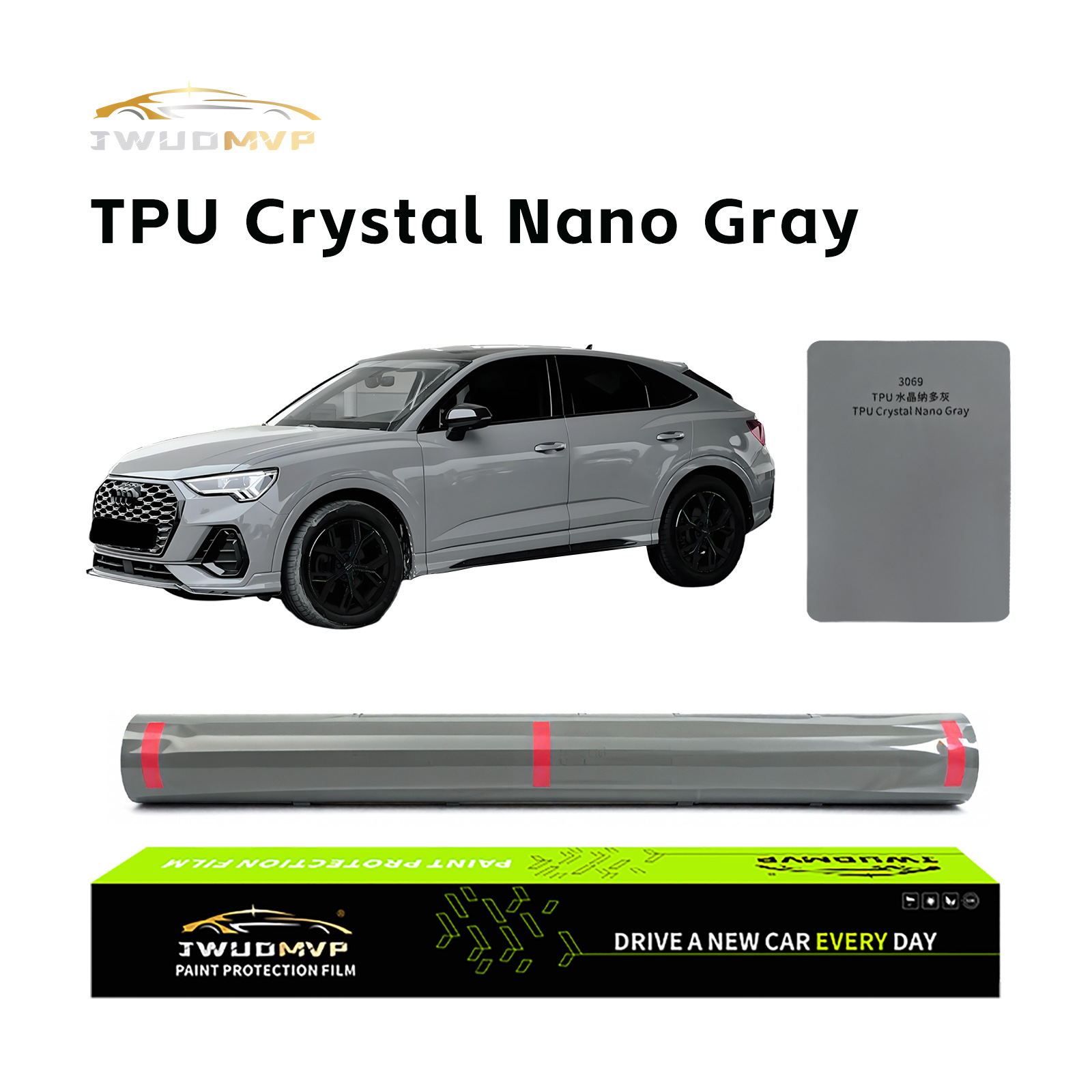 Cross-Border Supply of High-Quality Tpu Color-Changing Film Ppf Crystal Nano Gray Car Paint Protection Film Anti-Scratch Self-Healing