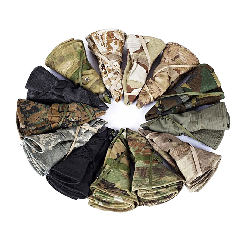 Army fan round brim Hat military camouflage Benny hat outdoor mountaineering fishing sun hat fisherman hat folding wide brim hat