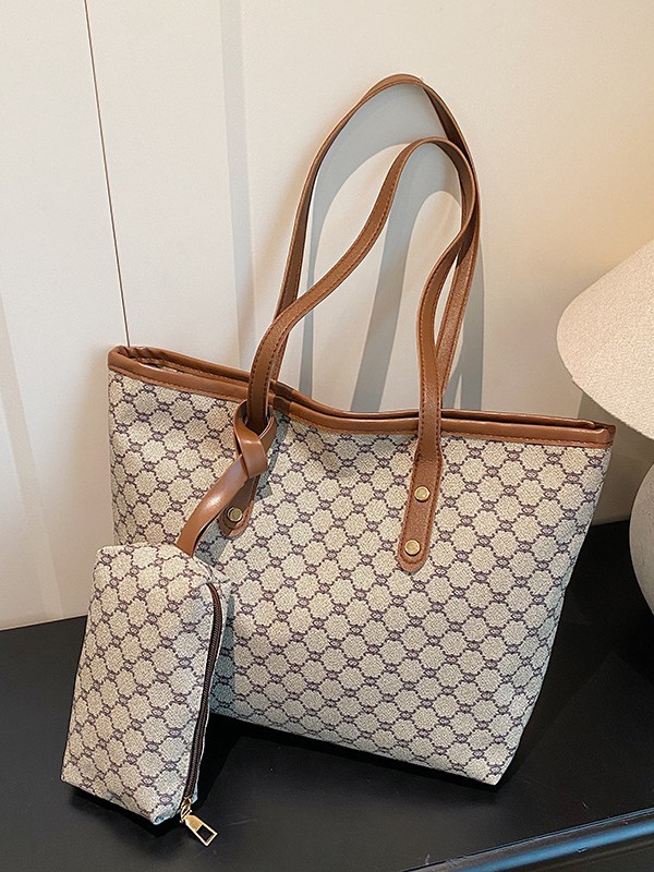 Commuting Large-Capacity Mother-In-Law Bag 2025 New Korean Style Shoulder Bag Plaid Printed Tote Bag High-End Handbag