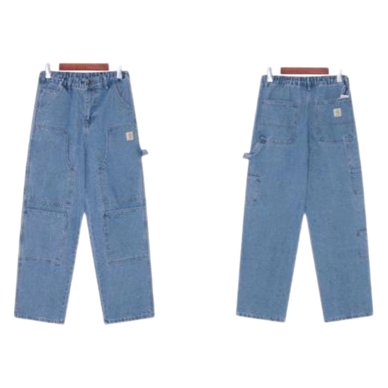 Carhartt Japanese retro co-branded loose-fitting jeans, workwear with double-knee lumberjack construction, unisex long pants in Japanese style Carhartt Japanese retro co-branded loose-fitting jeans, workwear with double-knee lumberjack construction, unisex long pants in Japanese style