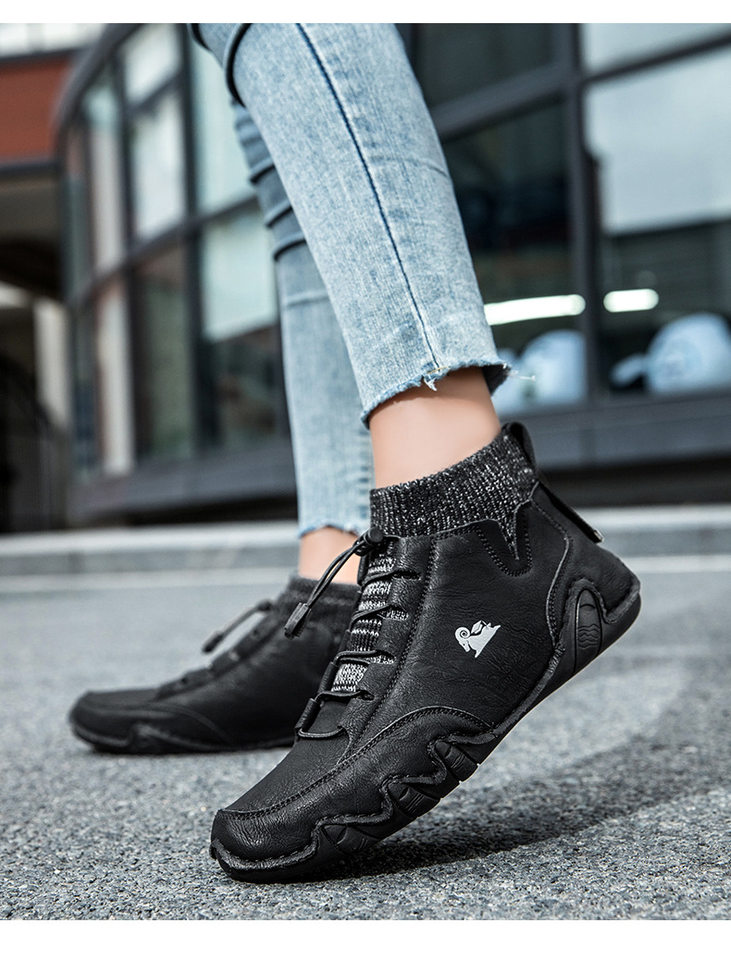 Bốt Martin cổ cao LDECK cổ vừa, thun co giãn, đế bằng, form unisex — C8007 kaki, C8007 màu xám, C8007 màu đen, C8007 đen M (kiểu lót nhung) chi tiết 25
