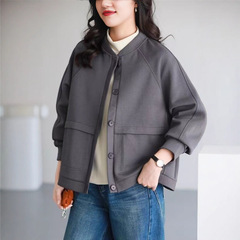 秋季新款  棉棒球服女圆领休闲宽松显瘦韩版卫衣外套女25022