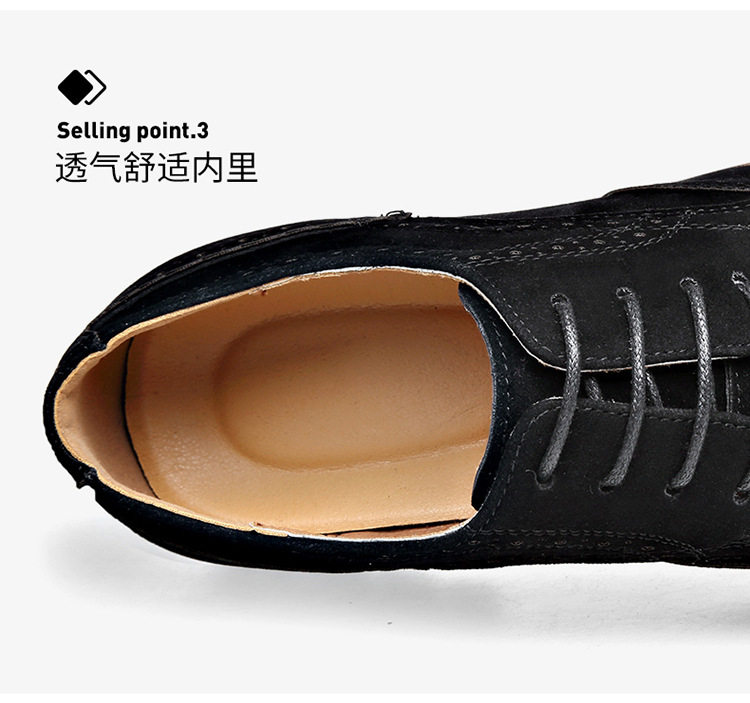 Giày Brogue nam da lộn phong cách Anh, giày lười mũi nhọn đế cao su, phối chỉ khâu — 858 kaki, 858 màu nâu sẫm, 858 đen chi tiết 23