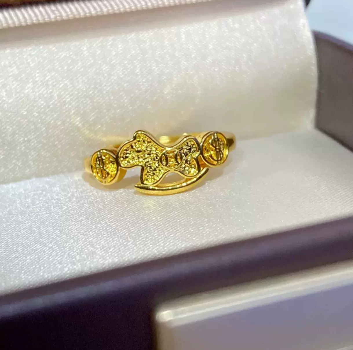 s999足银马上有钱钱币戒指马年小马时尚指环气质百搭轻奢精巧手饰