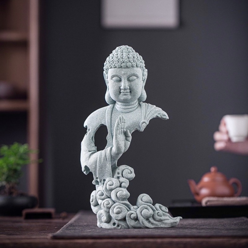 中式禅意佛像摆件园艺花卉茶室佛陀释迦牟尼佛鱼缸造景青石材质|undefined
