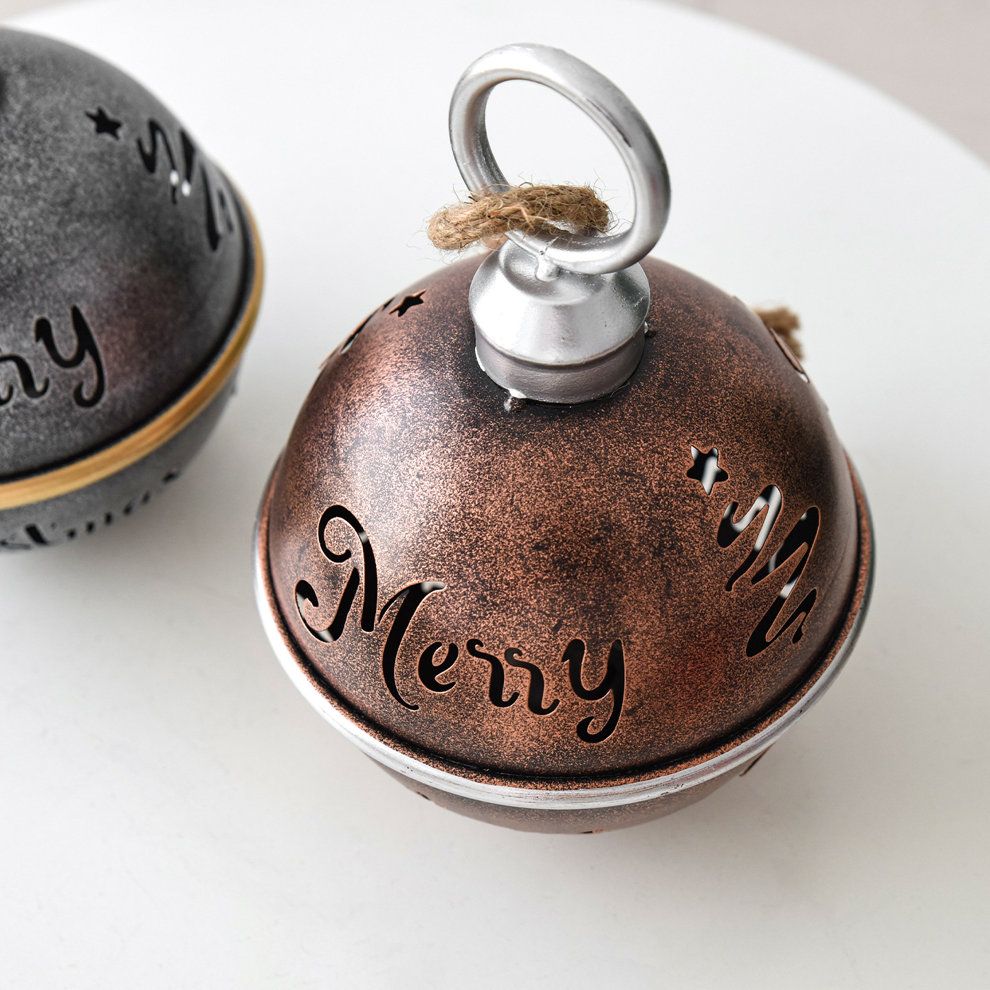 Weihnachtsbaumglocken-Set | Hängender Anhänger aus Eisen mit Klang für Weihnachtsbaum- und Partydekorationen_voghion.com