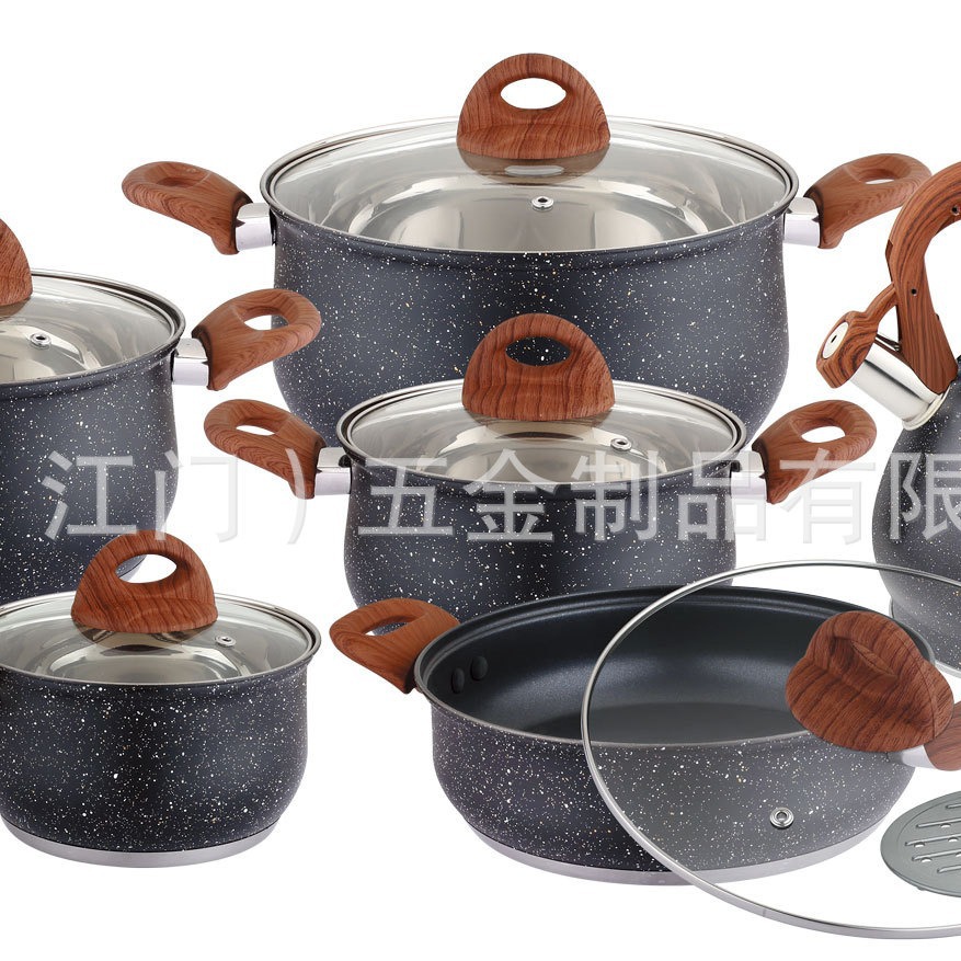 Spot mármol 304 acero inoxidable gas doméstico antiadherente olla de pan de leche de grasa regalo