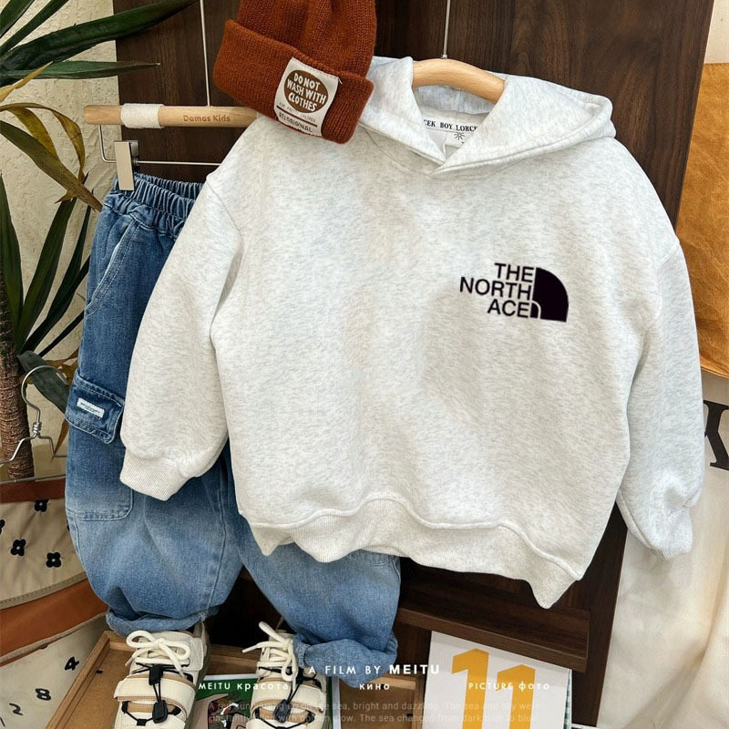 Fleece children's clothing hooded sweatshirt autumn and winter 2025 trendy brand versatile cute children's boys and girls thickened warm tops