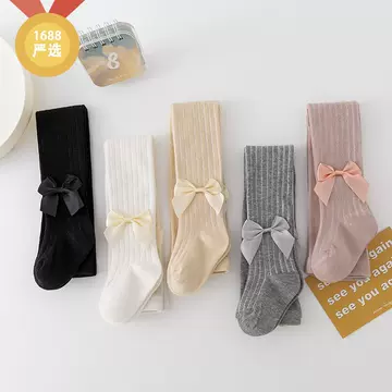 2022 Autumn New Girls' Pantyhose Cotton Baby Girl Bow Solid Color Dance Socks Children's Leggings - ShopShipShake