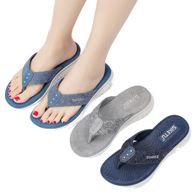 Новые летние тапочки Amazon 2025: женские повседневные шлепанцы на танкетке в европейском и американском стиле, большие размеры