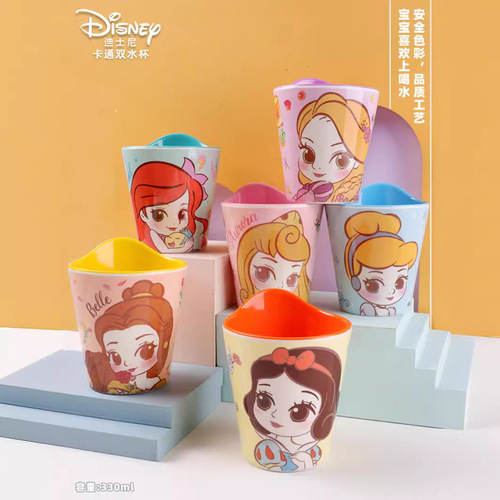 Disney Children's Water Cup Milk Cup Drinking Cup Cartoon Cup Melamine Food Grade Anti-fall High Temperature Resistant Home Use