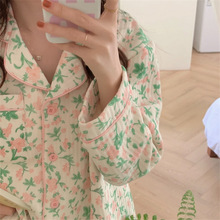 实拍2025韩国睡衣女开衫加厚保暖空气夹棉秋冬季家居服女可外穿