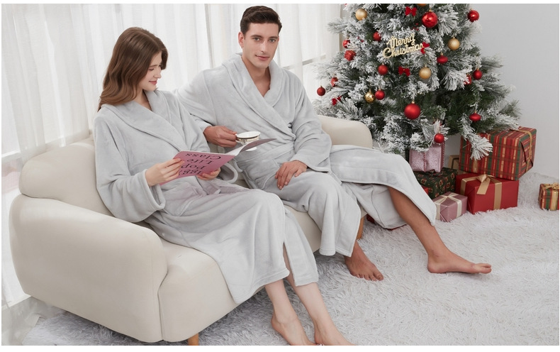 GraceChic GraceChic Autumn Winter Thick Men Plus Size Flannel Long Bathrobe Couple Warm Pajamas Women European American Homewear_voghion.com