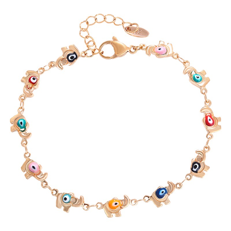 Xuping joyería colorido esmalte Ojo del diablo pulsera dibujos animados lindo moda elefante aleación pulsera femenina al por mayor