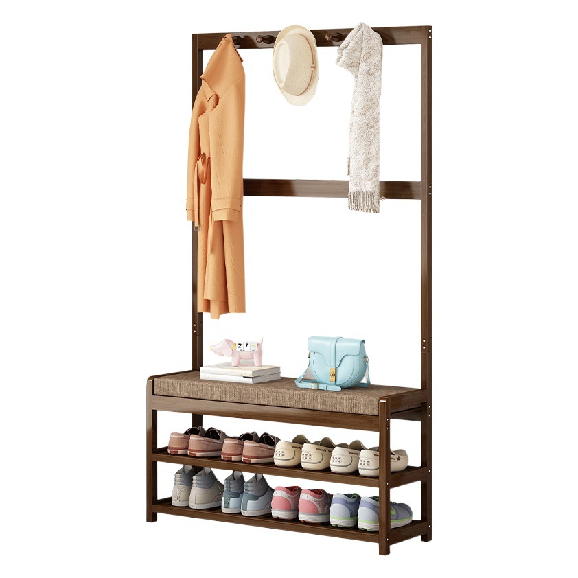 Cambio de zapatos taburete casa puerta entrada Banco madera maciza zapato-Usar taburete almacenamiento zapato estante Banco simple suave bolsa sofá taburete