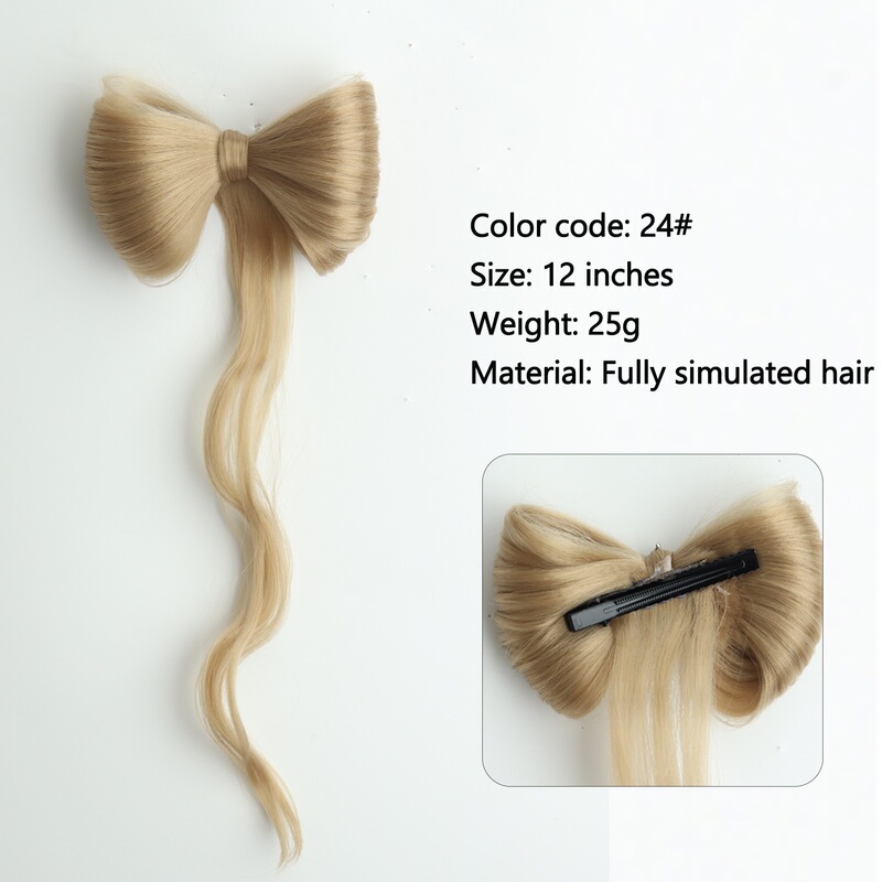 Bowknot Wig with Tassels, Ancient Style Half-Tied Curly Hair, High Ponytail, Duckbill Clip, Elegant Hair Accessory, High-Temperature Fiber Bowknot Wig with Tassels, Ancient Style Half-Tied Curly Hair, High Ponytail, Duckbill Clip, Elegant Hair Accessory, High-Temperature Fiber