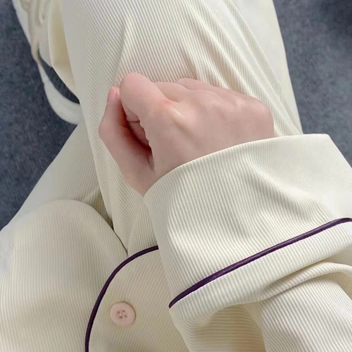 Ins-style elegant women's summer long-sleeve pajama set 2024 new thin simple home wear pants two-piece set