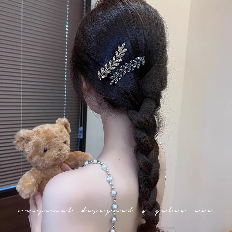 Alta sensación de diamante de brocas de trigo pin de borde 2024 nuevo cabello roto pin de cabello frangeo cabeza detrás de una palabra pin de boca de broca pin de cabeza