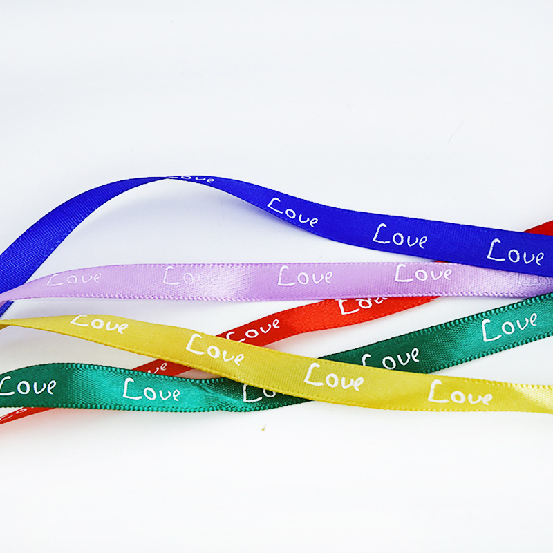 1CM 리본 인쇄 영어 편지 사랑 선물 리본 꽃 리본 베이킹 케이크 상자 폴리 에스테르 벨트 스트랩