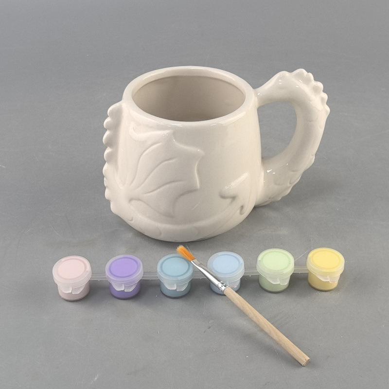 Cerámica DIY33D Dinosauro en forma de taza ins taza adorable alto valor con pigmento puede pintarse agua potable