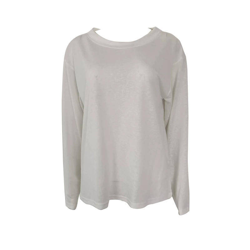 Long-sleeve white summer top, thin semi-sheer oversize style