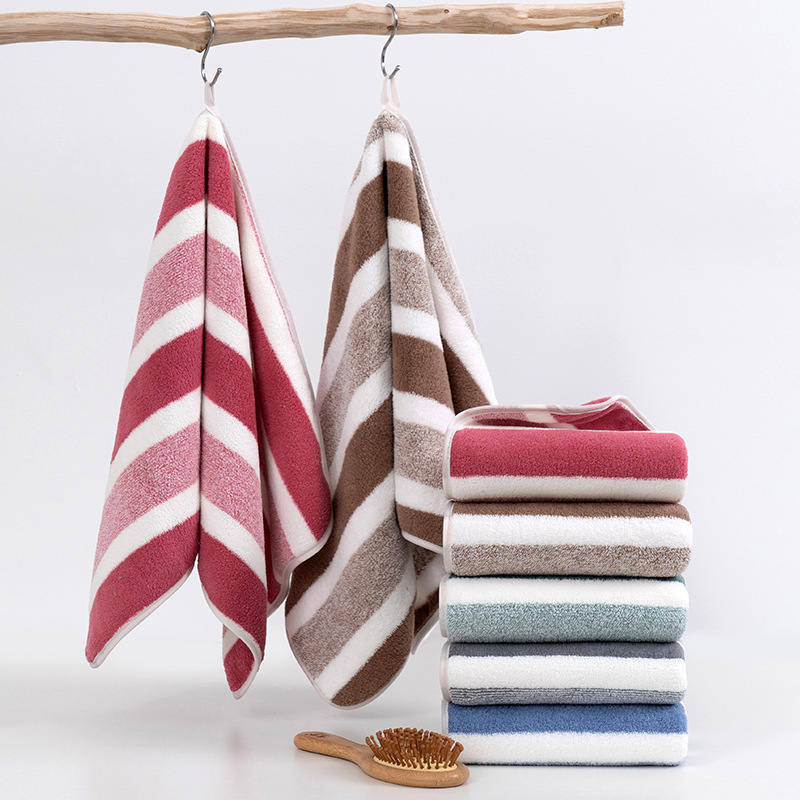 Coral fleece towel absorbent double-sided edge men and women face towel bath household dry hair towel wholesale 