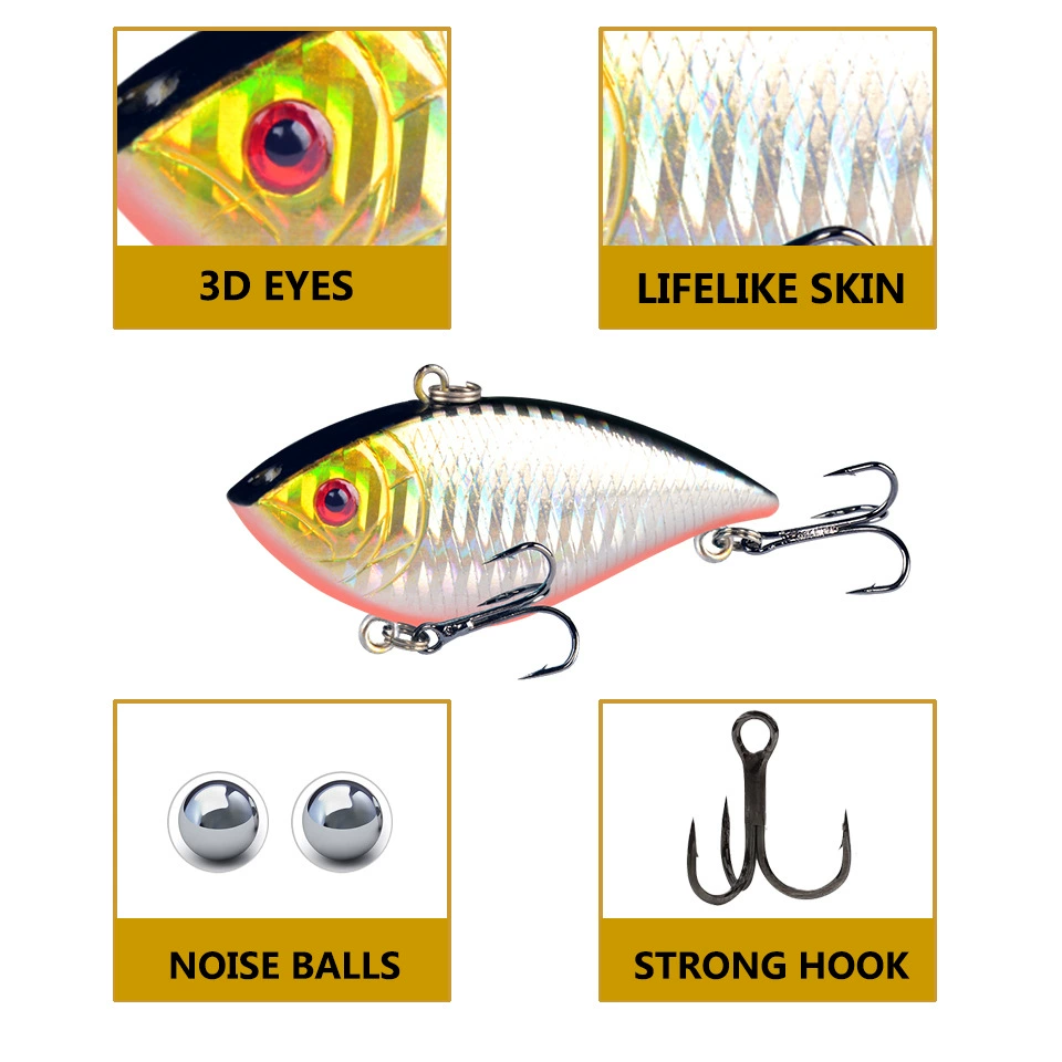 Laser VIB hard bait plastic bait far-spout bait lure bait erect bait erect mouth bait fish bait kill black fish
