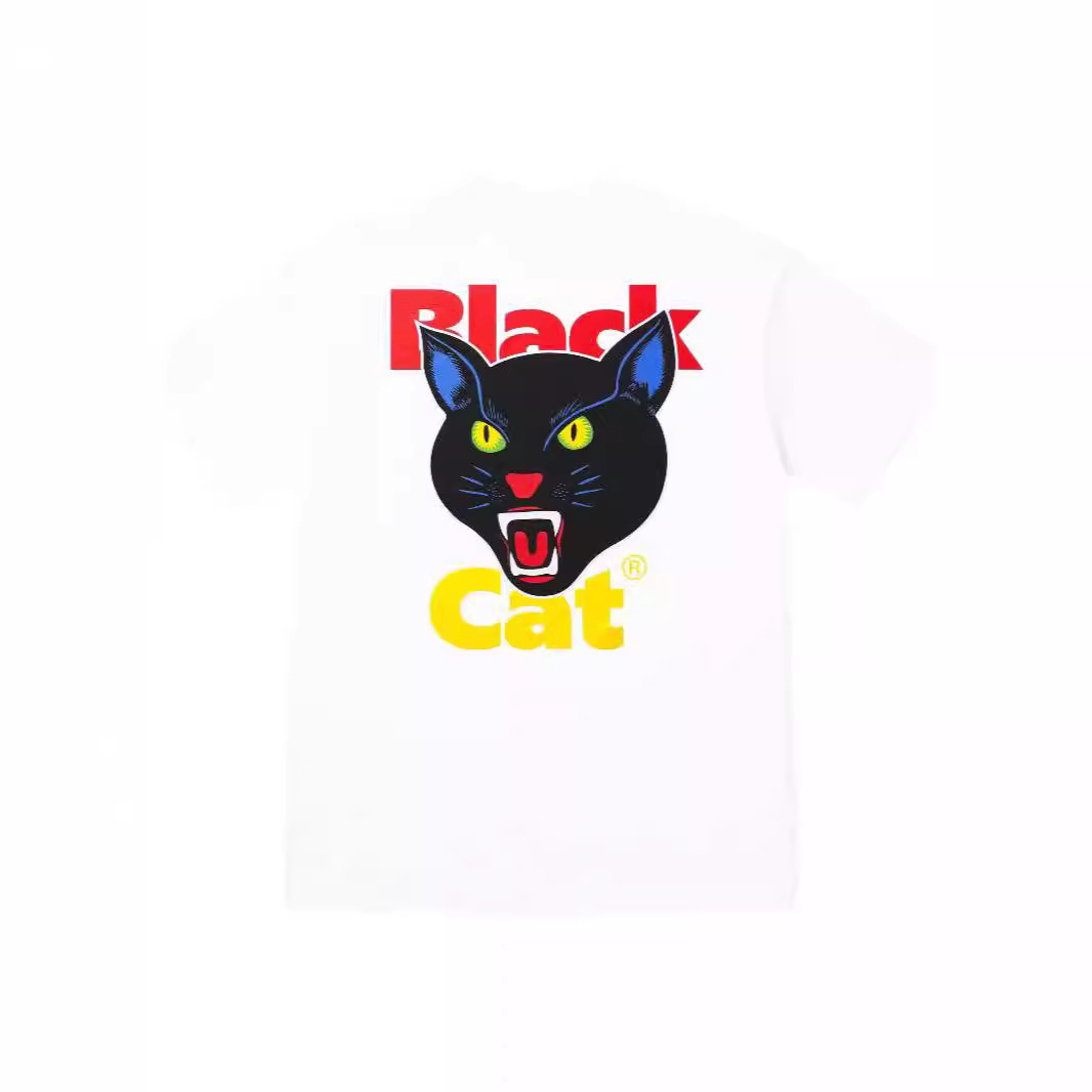 24SS BLACK CAT TEE 后背黑猫印花圆领短袖T恤纯棉打底衫男女款