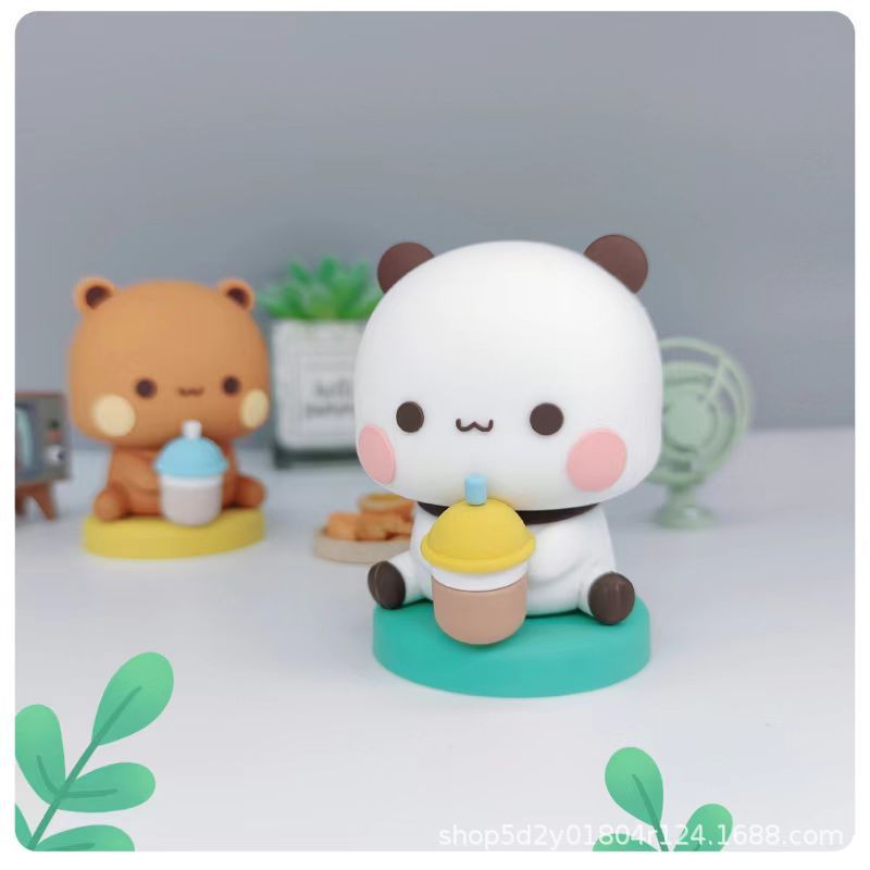 パンダ 1 と 2 と Bubu デスクトップ人形フィギュア車の装飾品漫画かわいいアニメーション装飾品トレンディなおもちゃ人形|undefined