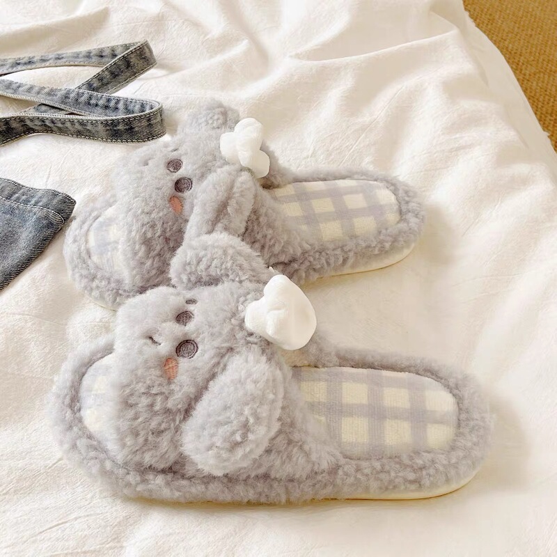 Cute Chef Koala Plush Slippers for Women, Autumn and Winter Indoor Home Non-Slip Soft Sole Cotton Slippers for Students