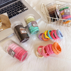 彩色無接縫毛巾圈罐裝不傷發高彈力發繩簡約基礎頭繩扎頭髮橡皮筋