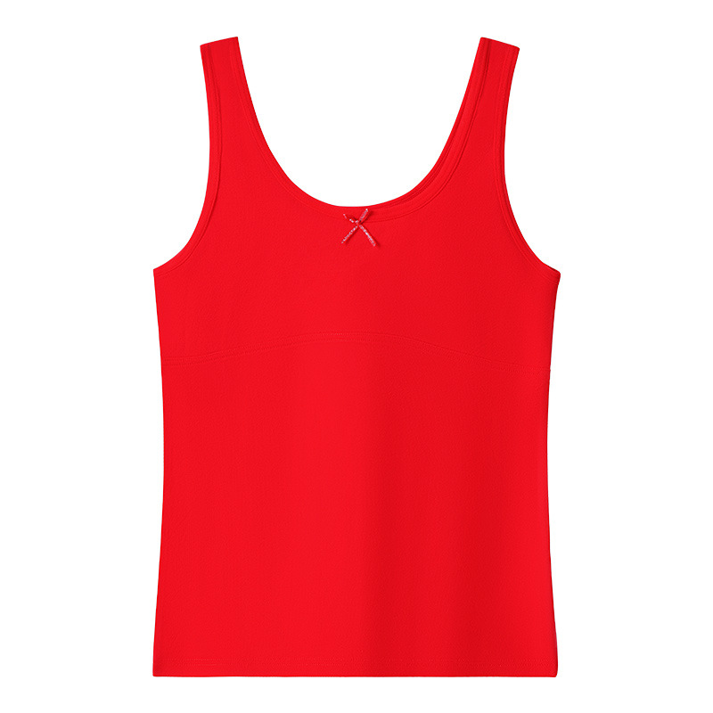 Ropa interior para niñas en la etapa de desarrollo, estudiantes de primaria y secundaria, primera etapa, camisola roja de algodón puro para el año de nacimiento.
