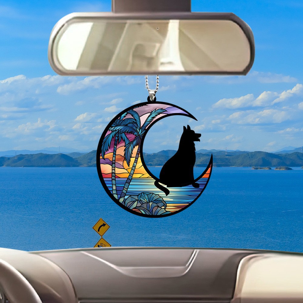 Acrílico plano luna animal coche colgante decoración