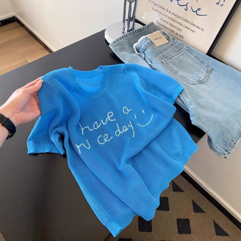 Klein Blue Top 2026 Summer New Style Loose Fashion Super Stylish Beautiful Unique Slimming Knit Shirt T-Shirt