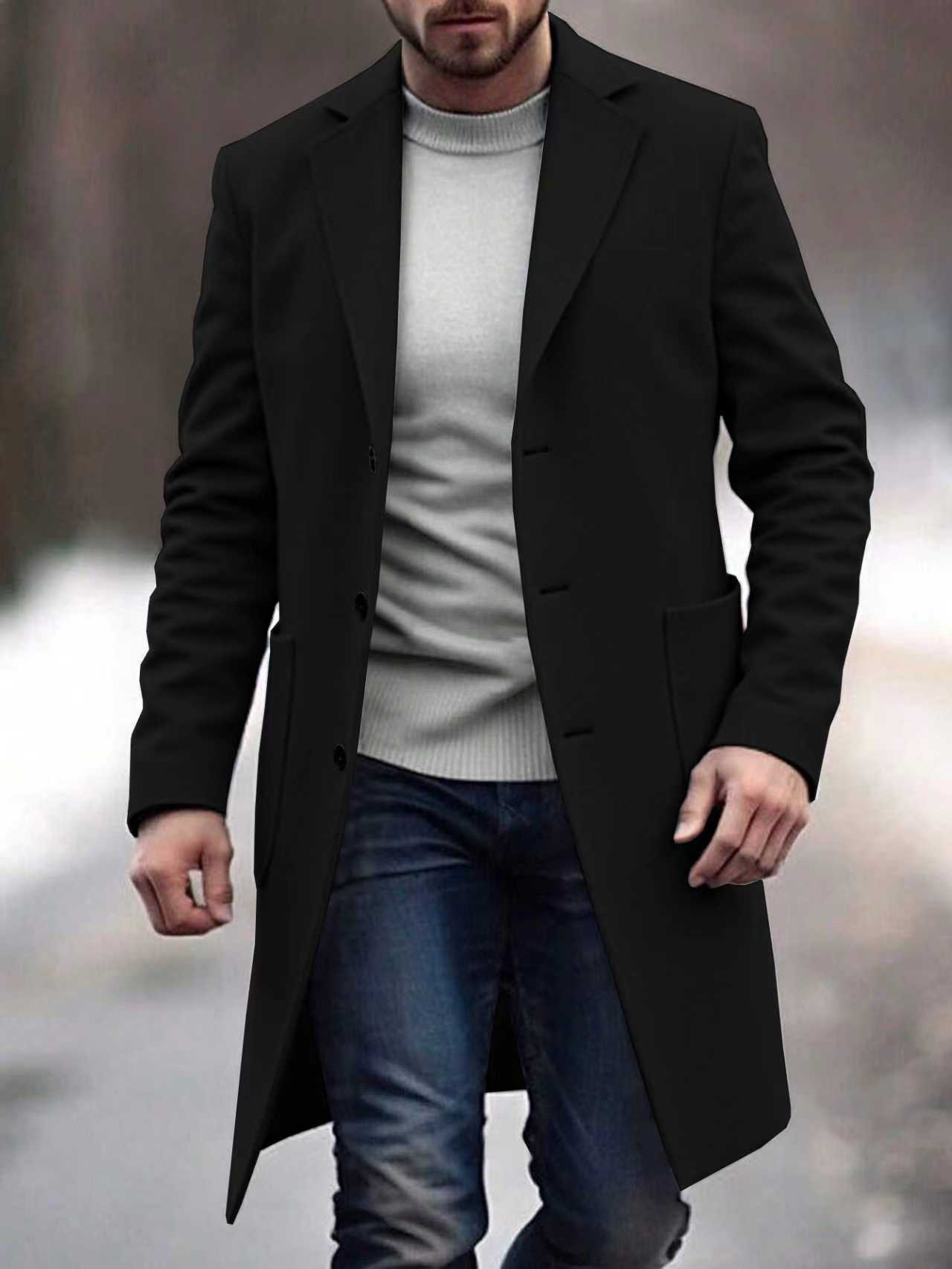 2026 otoño y invierno transfronterizos europeos y estadounidenses ropa de hombre de botón único chaqueta de tween abrigo de tween hombre Amazon temu124