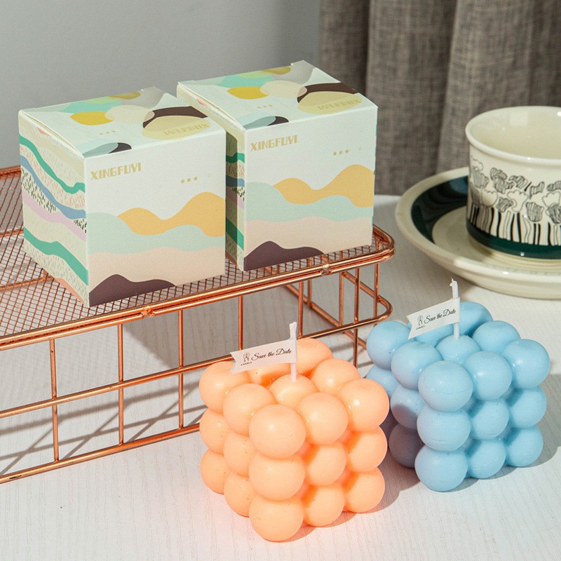 Cubo de cera de soja hecho a mano aromaterapia vela regalo de cumpleaños para novia Alta sentido fragancia regalo de la mano decoración del dormitorio