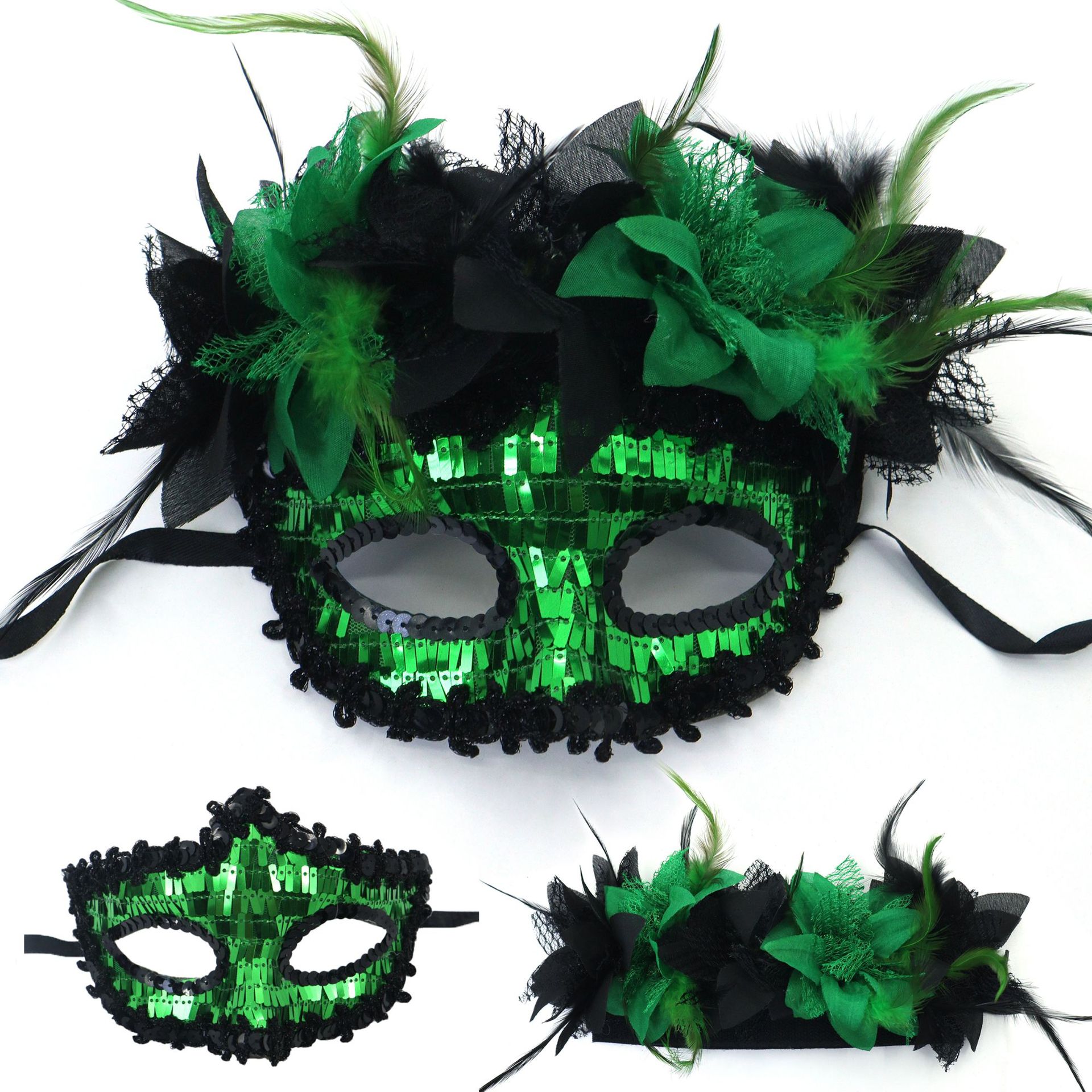 Transfronterizo exclusivo para Italia Venecia Feather Carnival Serie Lilium Half Face máscara separable