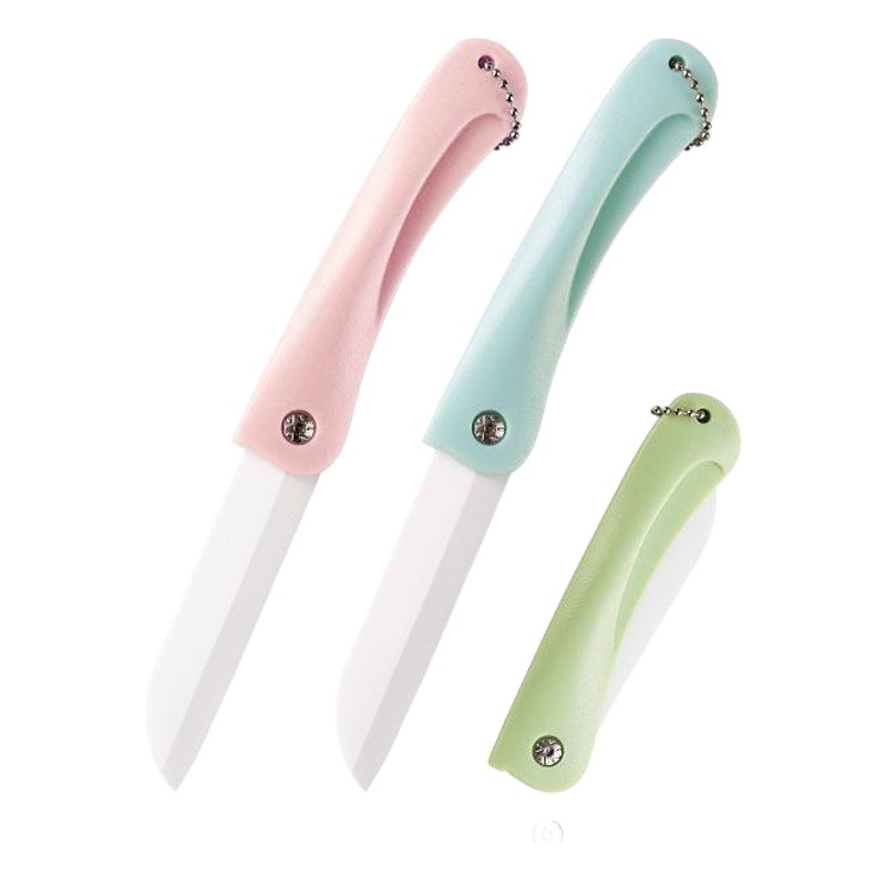 Ceramic knife kitchen small knife portable chain folding knife multifunctional portable mini household ceramic fruit knife
