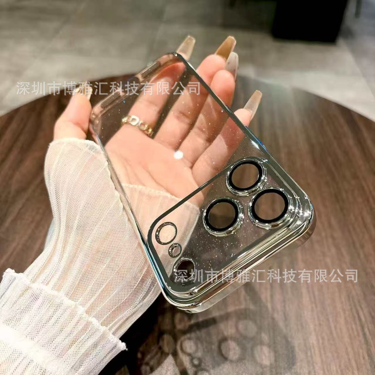 Aplicable para iPhone 17 Promax galvanizado polvo flash teléfono móvil Apple 16 / 15 todo incluido PC Hard Case 14P Case Protector