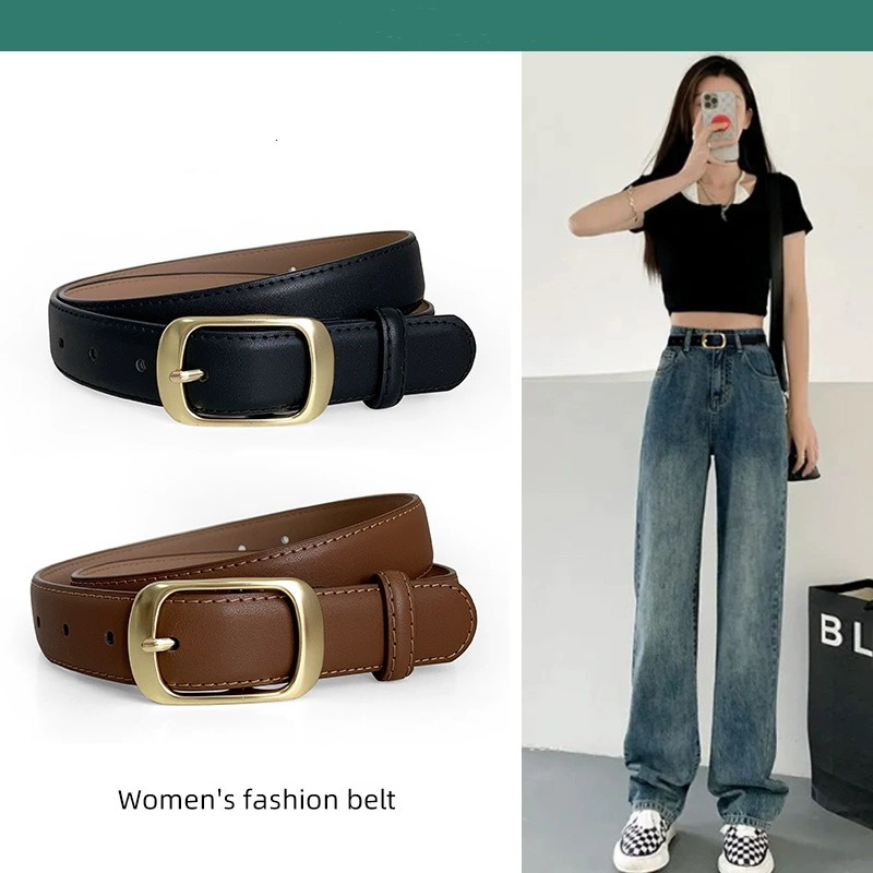 Women's belt 2023 new design sense niche black retro decorative jeans with Korean casual simple belt