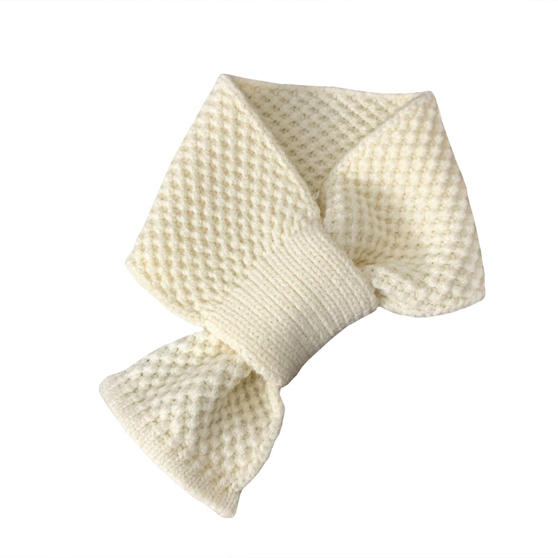 Pequeña bufandas mujeres otoño invierno nuevo estilo coreano todo el tiempo cálido color sólido bufandas rojas de red perezosas lana punto cruzado bucal