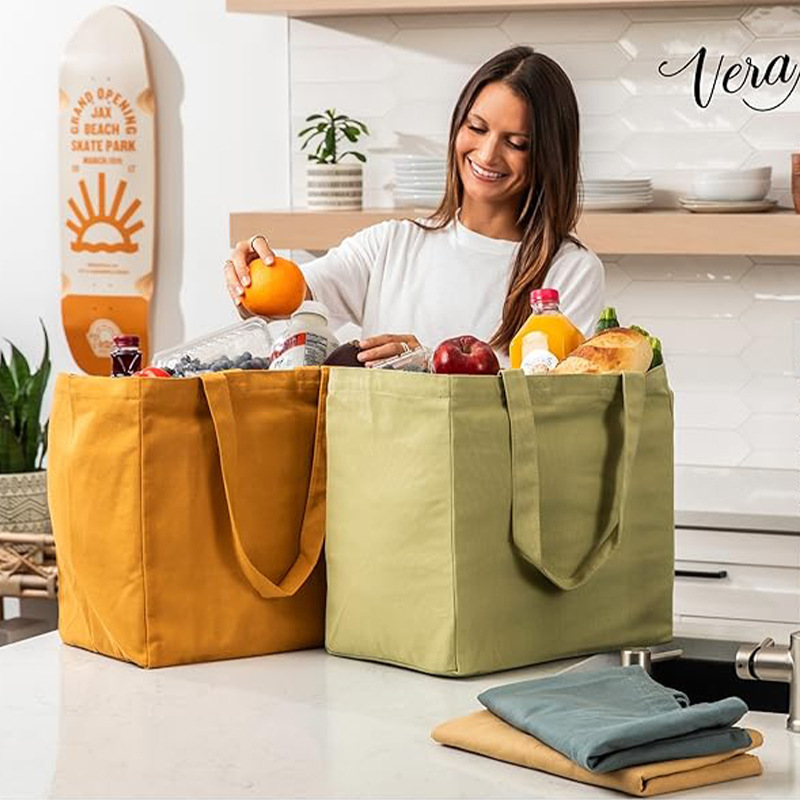 Bolsa de comestibles de lienzo sólido, bolsa de hombro de compras de gran capacidad, bolsa de compras multifuncional, cinturón de hombro