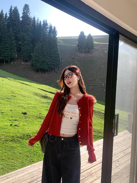 Red atmospheric cardigan