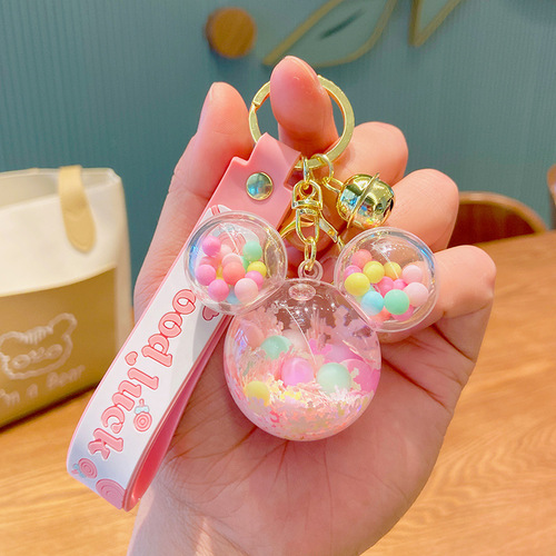 Cute Mickey Doll Quicksand Keychain Floating Liquid Pendant Keychain Bag Pendant Acrylic Keychain