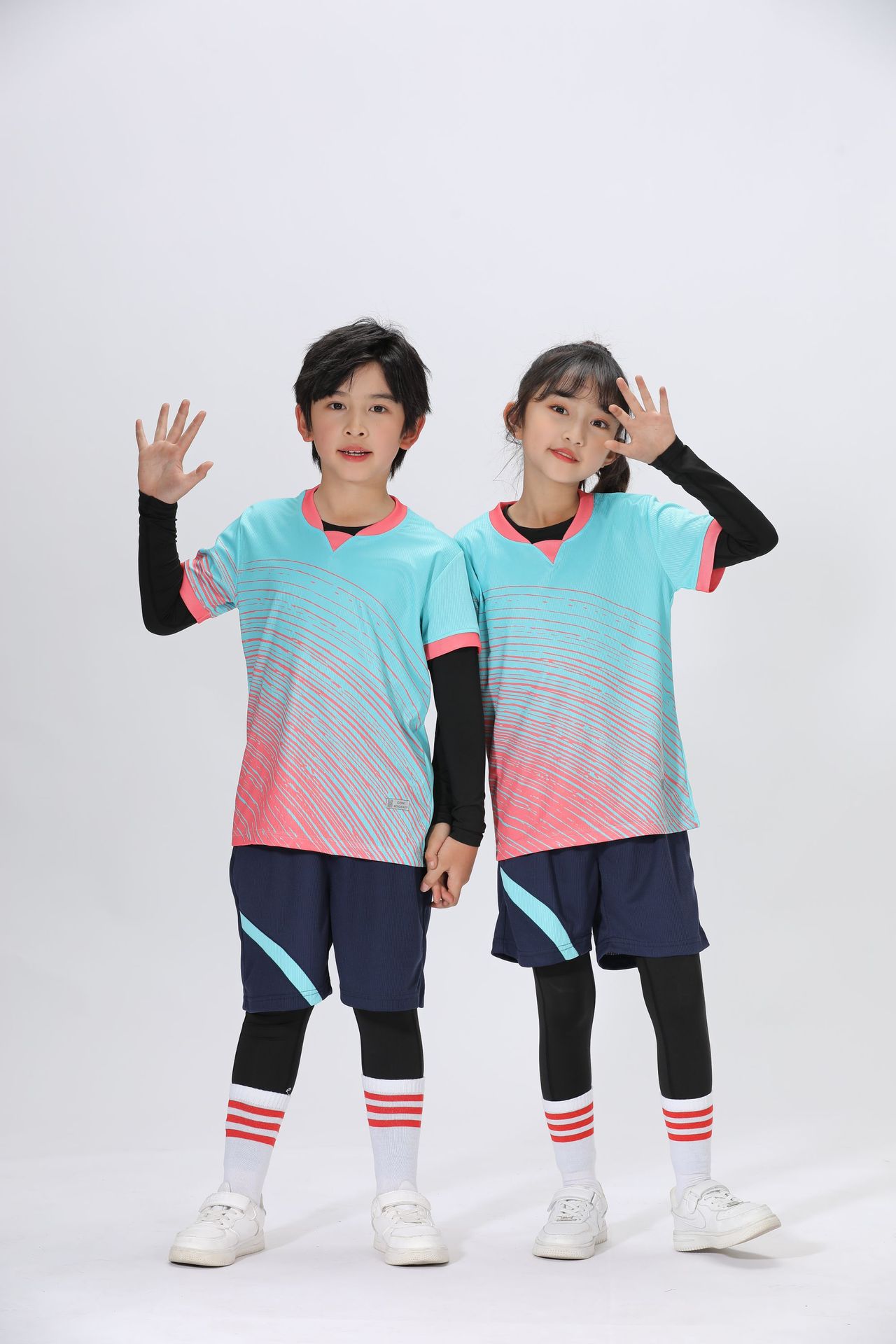 Abbigliamento sportivo da allenamento per bambini ad asciugatura rapida, sport da basket a maniche corte, set di pantaloni fitness, estivo_voghion.com
