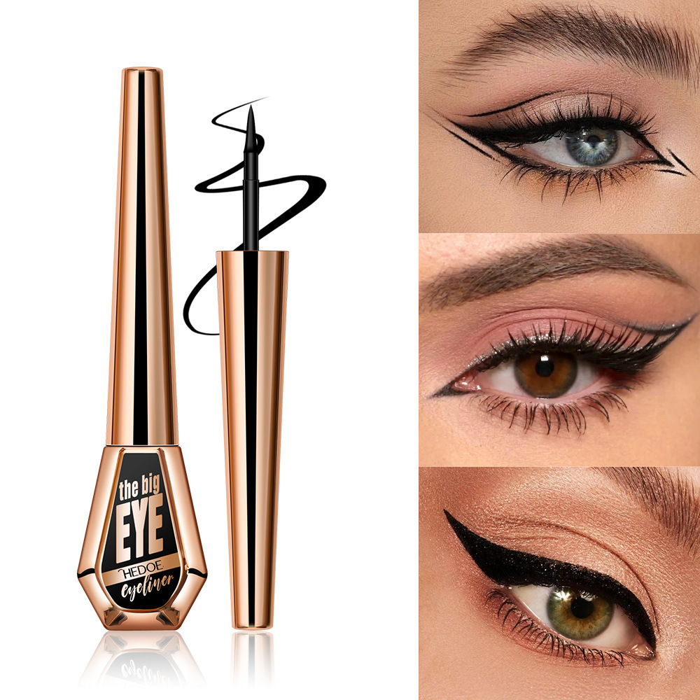 Shedoes Cross-Border Stereo Big Eye Waterproof, Sweat-Proof, Quick-Drying, Non-Smudged, Silky Spray-Plated Gold Cool Black Eyeliner
