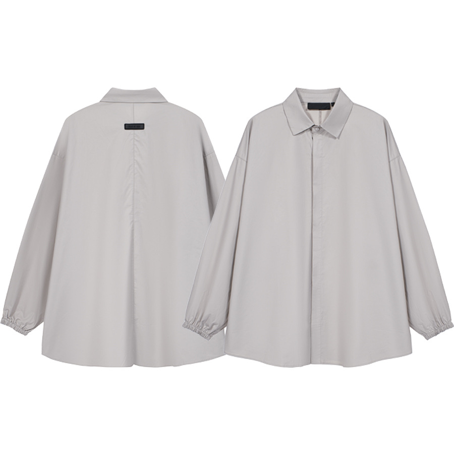 23FW marca nueva serie FOG ESSENTIALS carta de color sólido adhesivo camisa de manga con cordón de longitud media