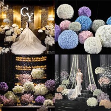 网红婚庆仿真花球婚礼场景布置用品高级感玫瑰花球绢花婚礼堂装饰
