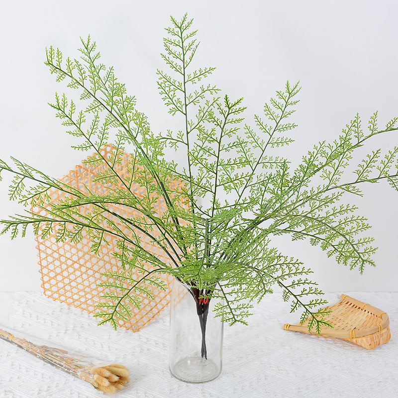 仿真文竹綠植手捧花婚慶路引插花背景地排花韓式花藝綠植葉子墨綠