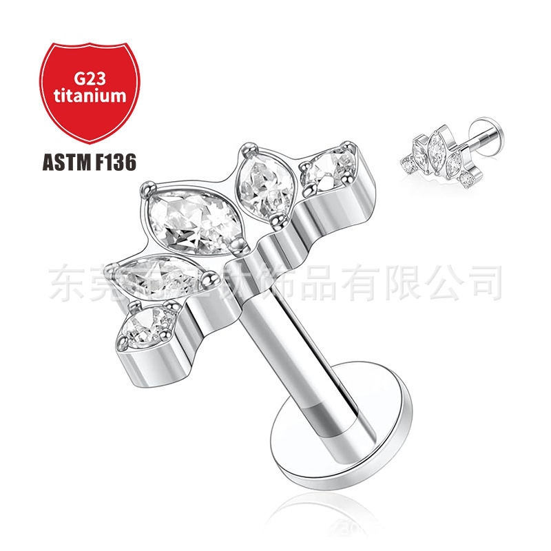 Pointed titanium steel lip stud product view